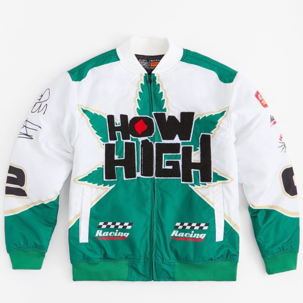 How High Green and White Racing Jacket- NWT